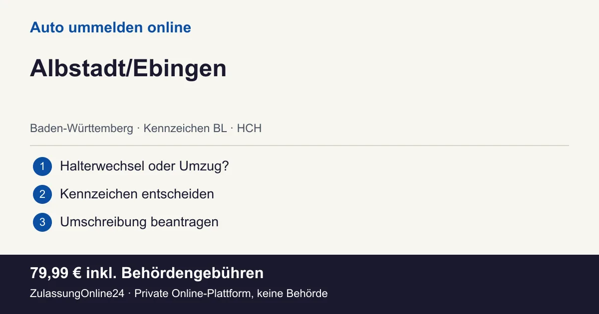 Auto ummelden: örtliche Einordnung für Albstadt/Ebingen und die drei Vorbereitungsschritte