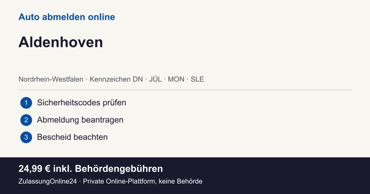 Auto abmelden: örtliche Einordnung für Aldenhoven und die drei Vorbereitungsschritte