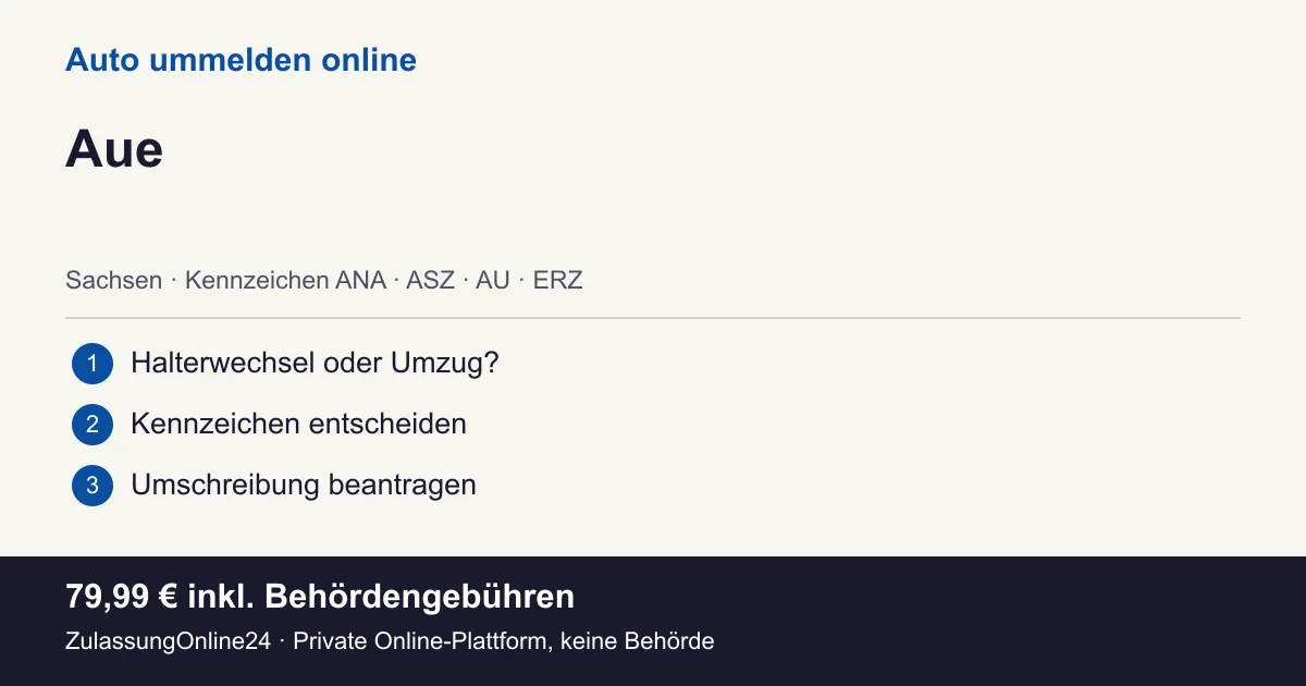Auto ummelden: örtliche Einordnung für Aue und die drei Vorbereitungsschritte