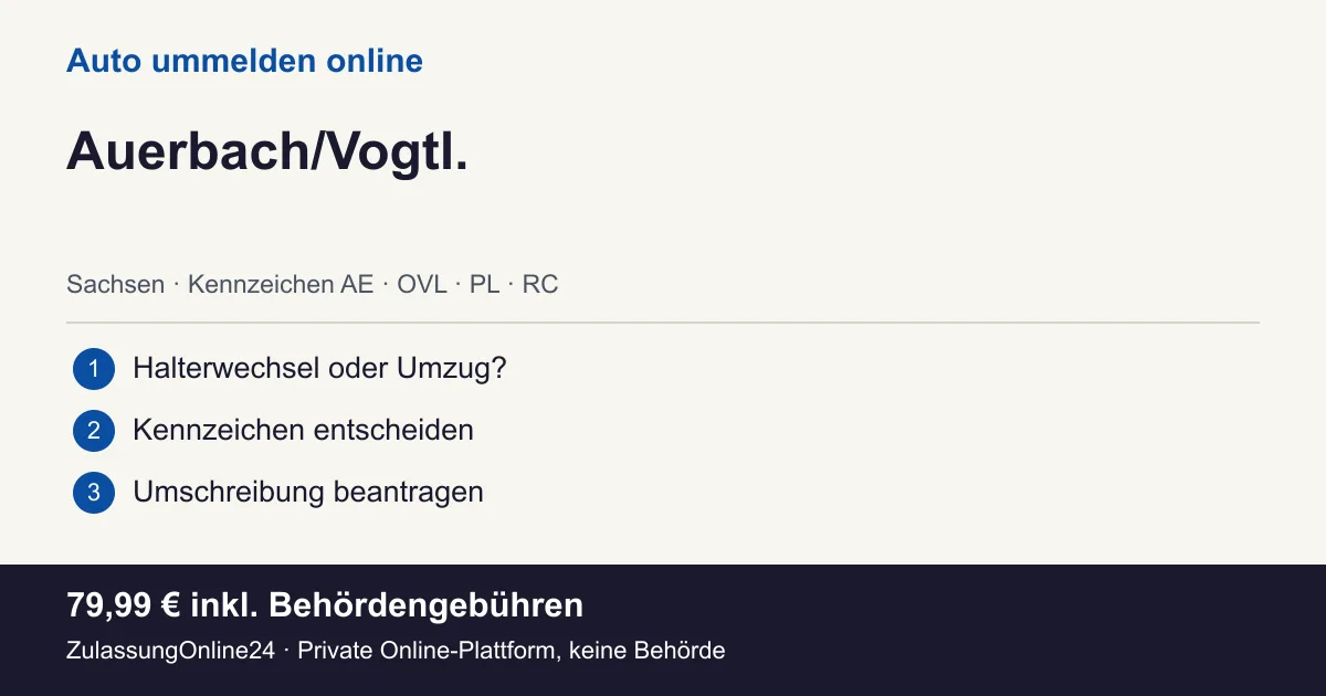 Auto ummelden: örtliche Einordnung für Auerbach/Vogtl. und die drei Vorbereitungsschritte