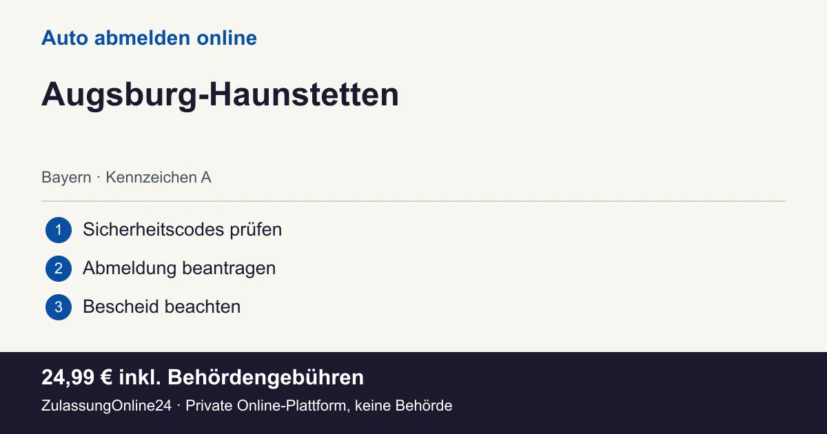 Auto abmelden: örtliche Einordnung für Augsburg-Haunstetten und die drei Vorbereitungsschritte