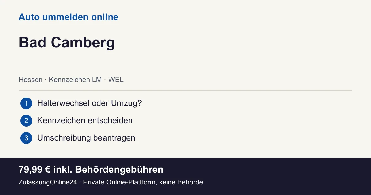 Auto ummelden: örtliche Einordnung für Bad Camberg und die drei Vorbereitungsschritte