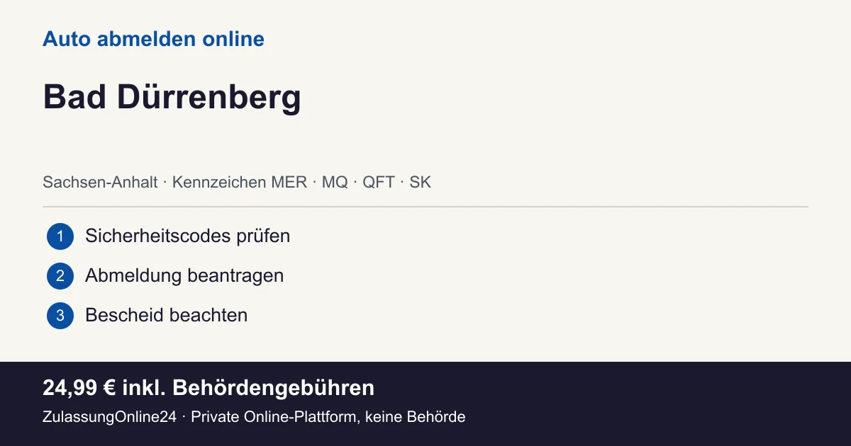 Auto abmelden: örtliche Einordnung für Bad Dürrenberg und die drei Vorbereitungsschritte
