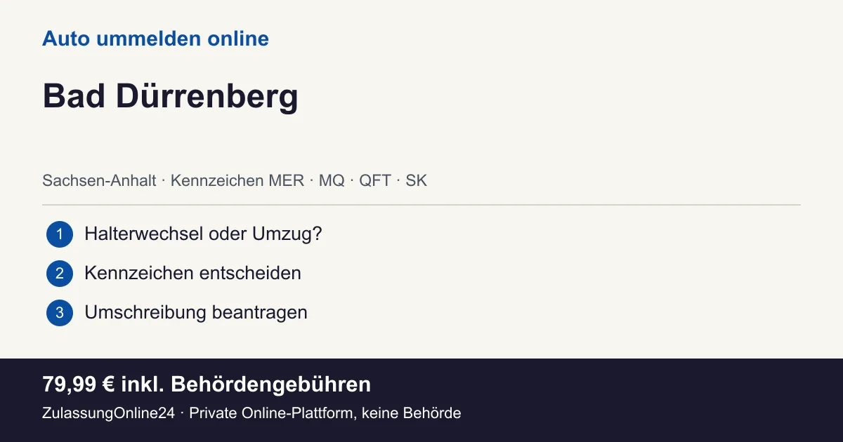 Auto ummelden: örtliche Einordnung für Bad Dürrenberg und die drei Vorbereitungsschritte