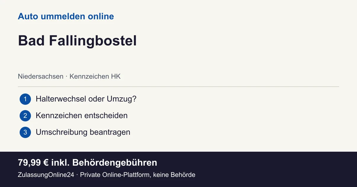 Auto ummelden: örtliche Einordnung für Bad Fallingbostel und die drei Vorbereitungsschritte