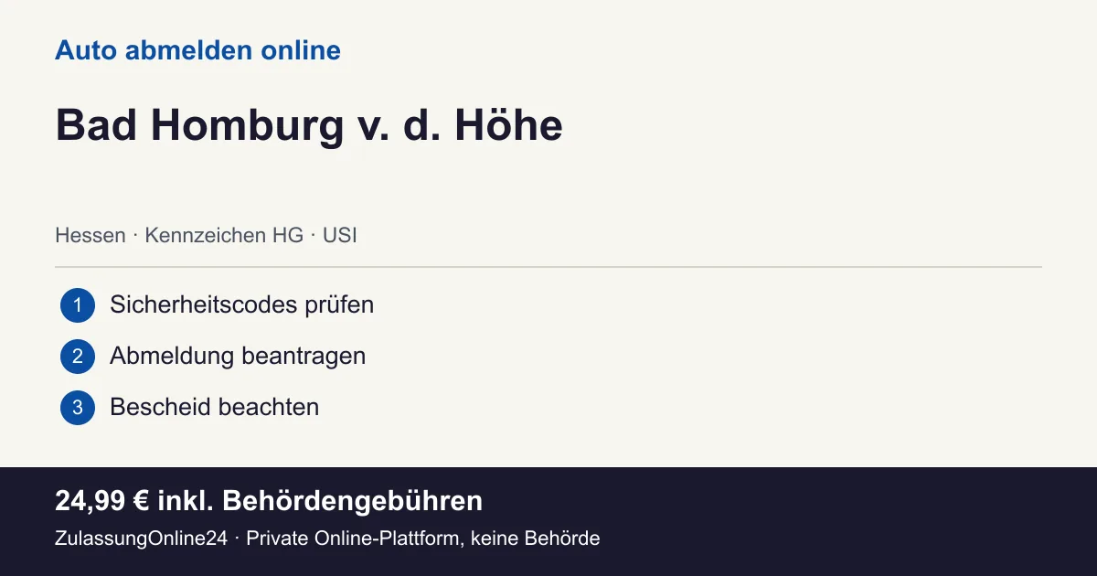 Auto abmelden: örtliche Einordnung für Bad Homburg v. d. Höhe und die drei Vorbereitungsschritte