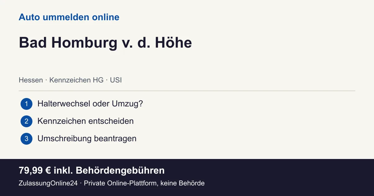 Auto ummelden: örtliche Einordnung für Bad Homburg v. d. Höhe und die drei Vorbereitungsschritte