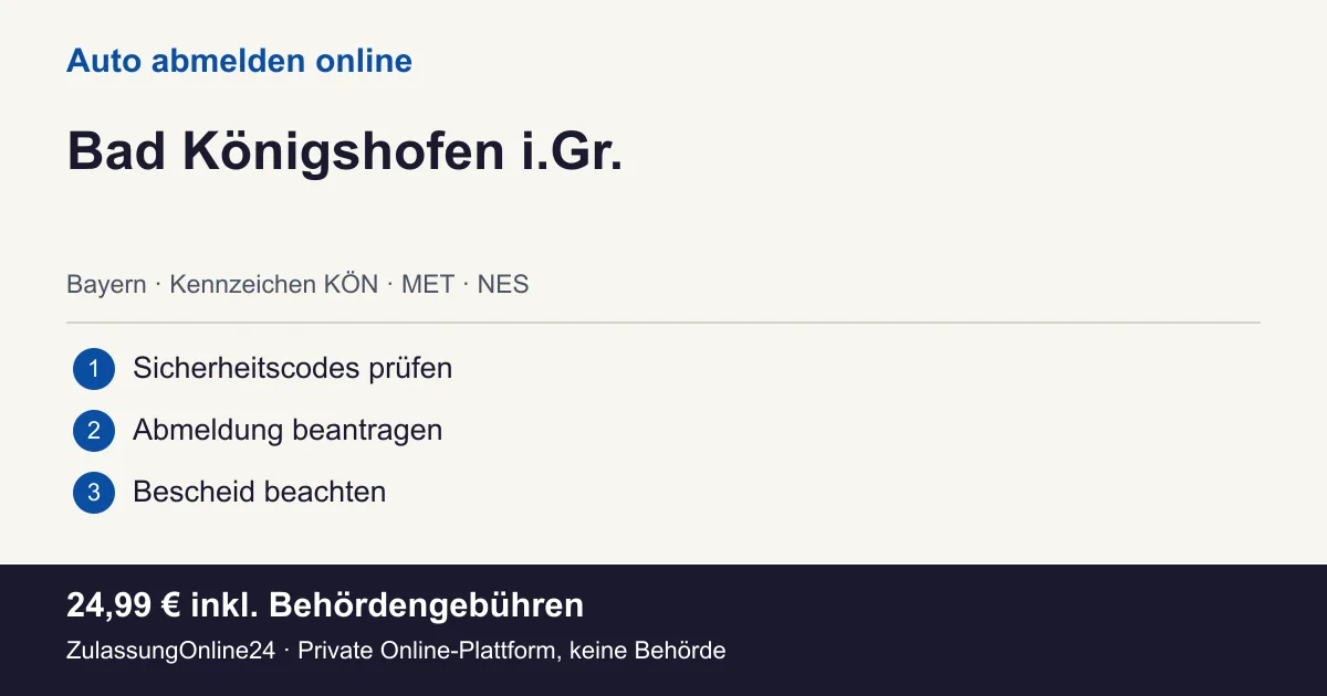 Auto abmelden: örtliche Einordnung für Bad Königshofen i.Gr. und die drei Vorbereitungsschritte