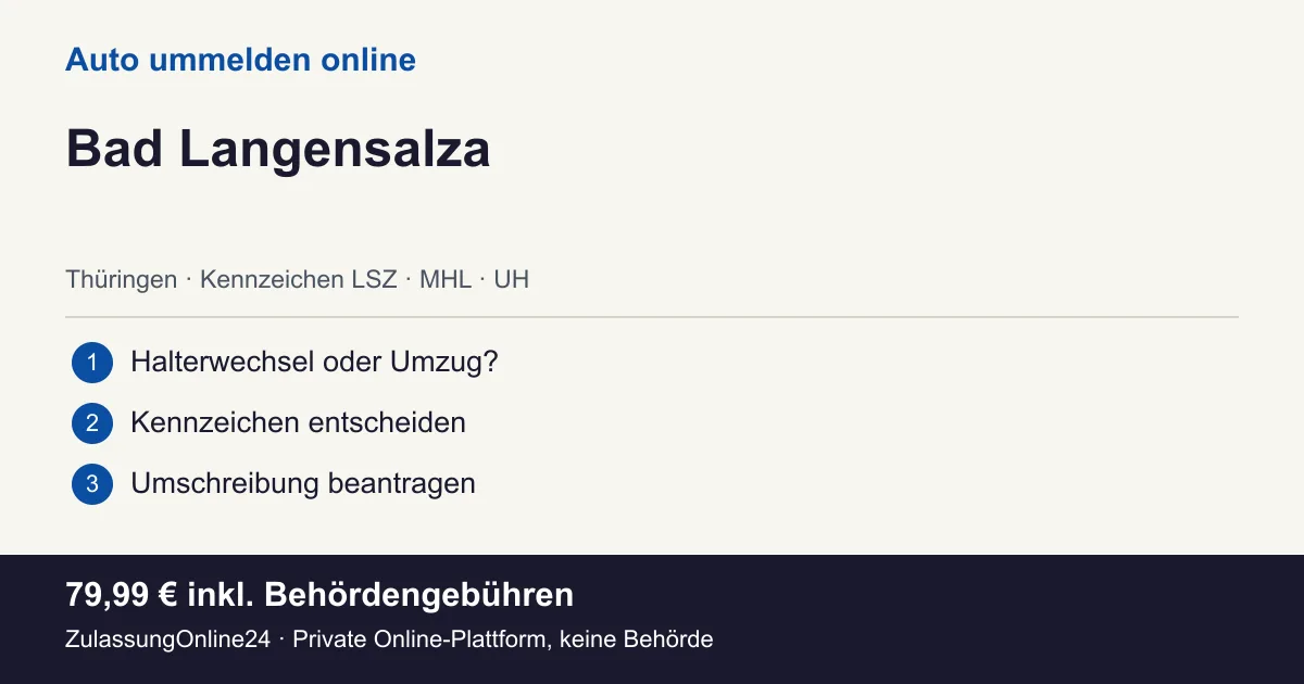 Auto ummelden: örtliche Einordnung für Bad Langensalza und die drei Vorbereitungsschritte