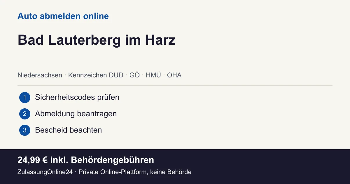 Auto abmelden: örtliche Einordnung für Bad Lauterberg im Harz und die drei Vorbereitungsschritte