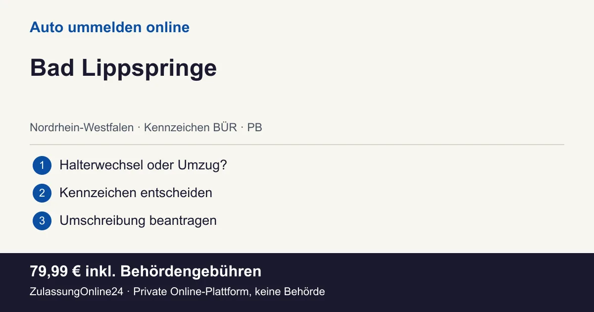 Auto ummelden: örtliche Einordnung für Bad Lippspringe und die drei Vorbereitungsschritte