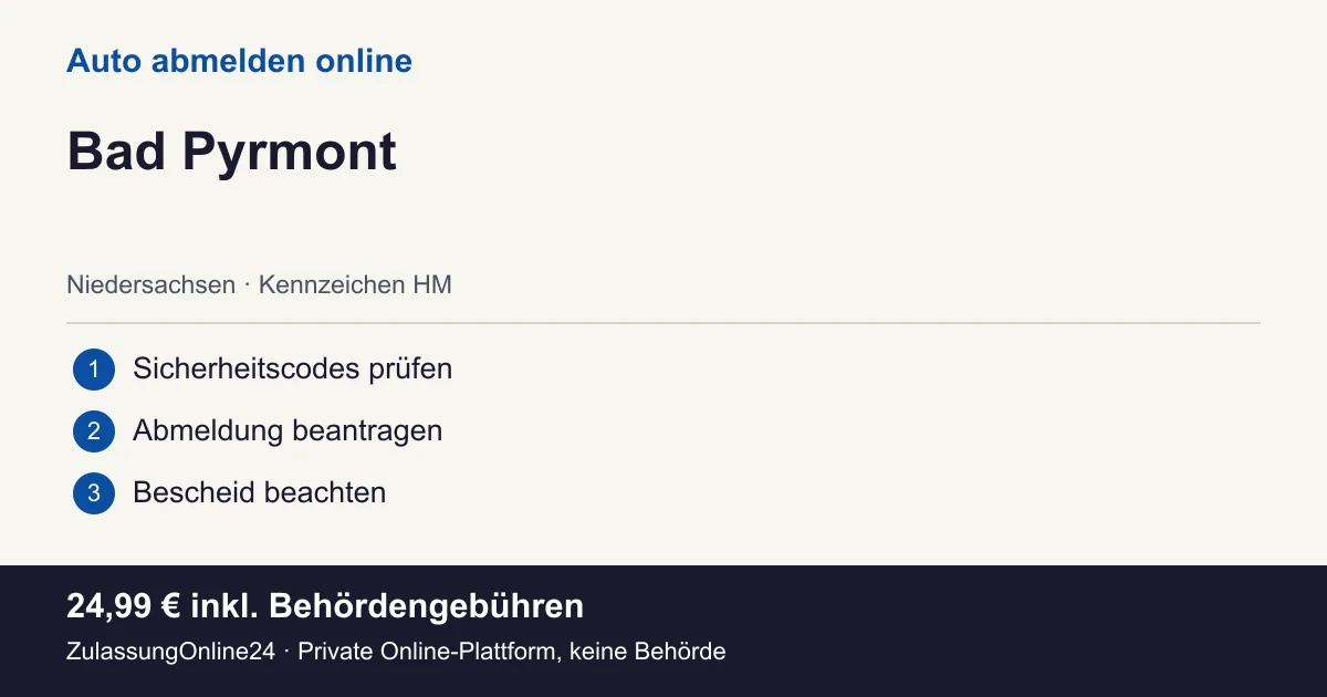 Auto abmelden: örtliche Einordnung für Bad Pyrmont und die drei Vorbereitungsschritte