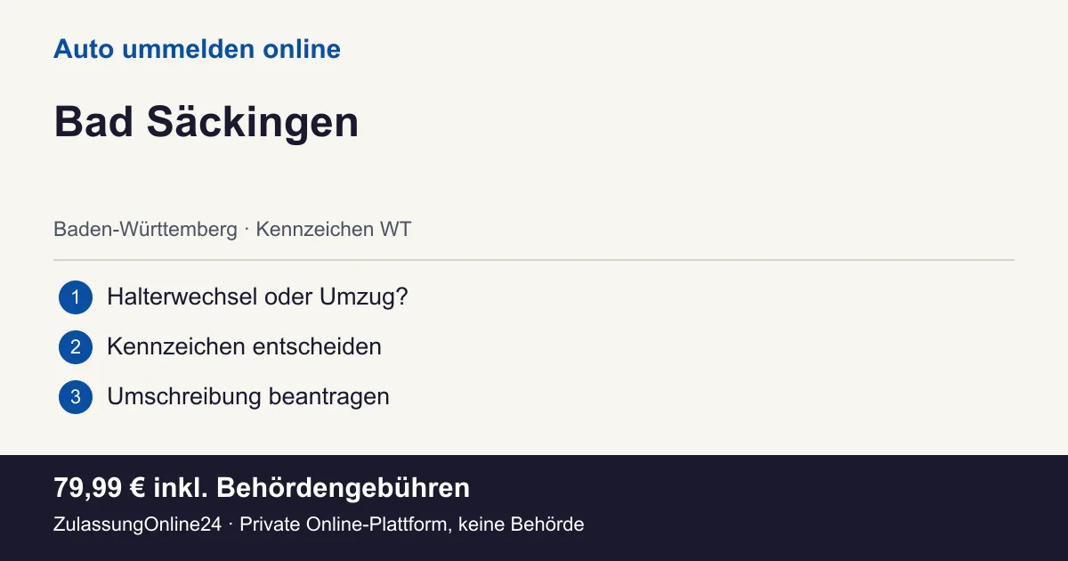 Auto ummelden: örtliche Einordnung für Bad Säckingen und die drei Vorbereitungsschritte