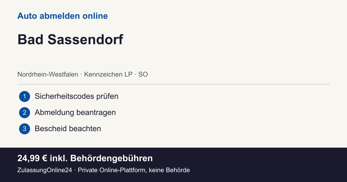 Auto abmelden: örtliche Einordnung für Bad Sassendorf und die drei Vorbereitungsschritte