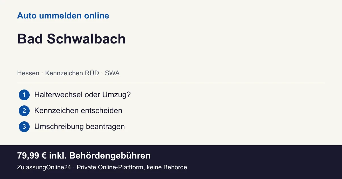 Auto ummelden: örtliche Einordnung für Bad Schwalbach und die drei Vorbereitungsschritte