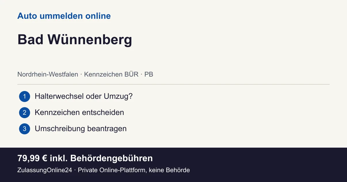 Auto ummelden: örtliche Einordnung für Bad Wünnenberg und die drei Vorbereitungsschritte