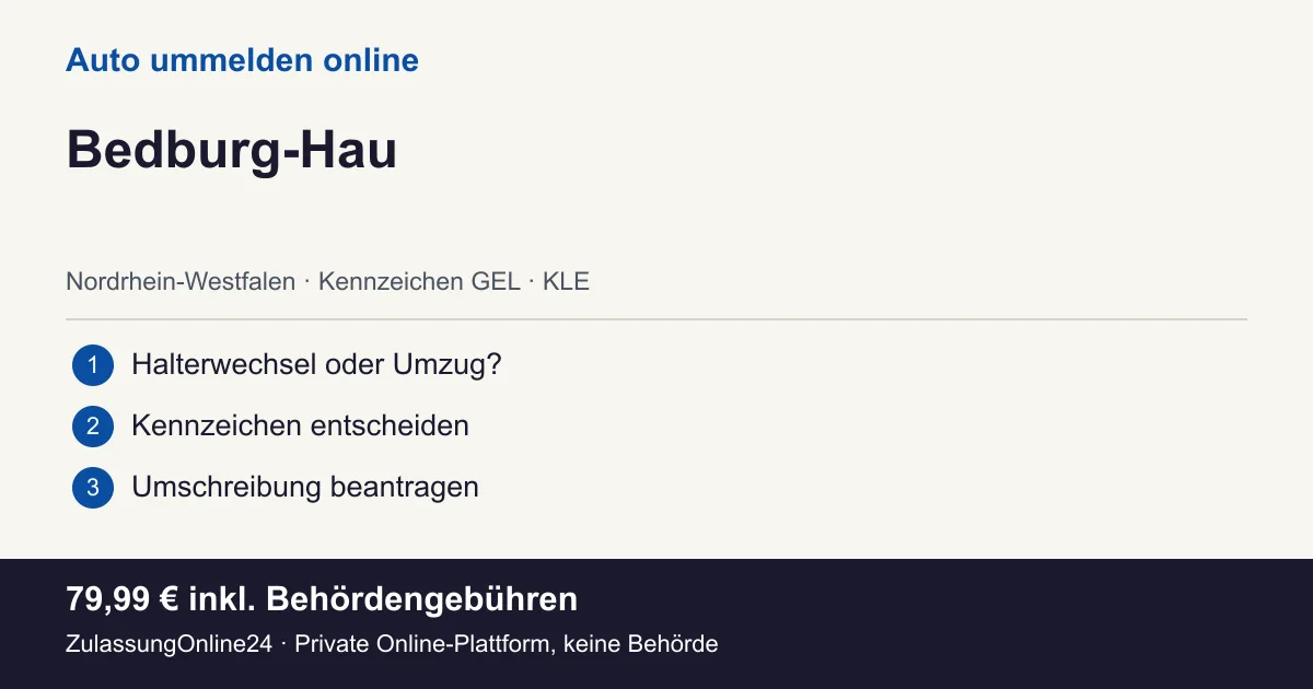 Auto ummelden: örtliche Einordnung für Bedburg-Hau und die drei Vorbereitungsschritte