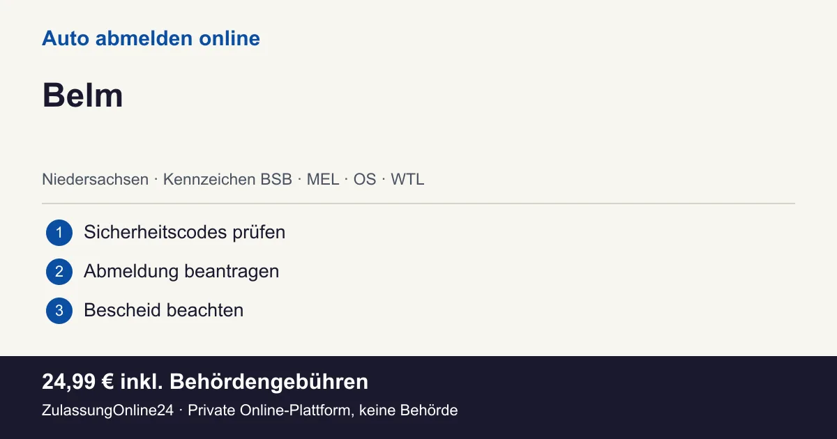 Auto abmelden: örtliche Einordnung für Belm und die drei Vorbereitungsschritte
