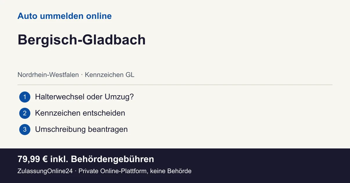 Auto ummelden: örtliche Einordnung für Bergisch-Gladbach und die drei Vorbereitungsschritte