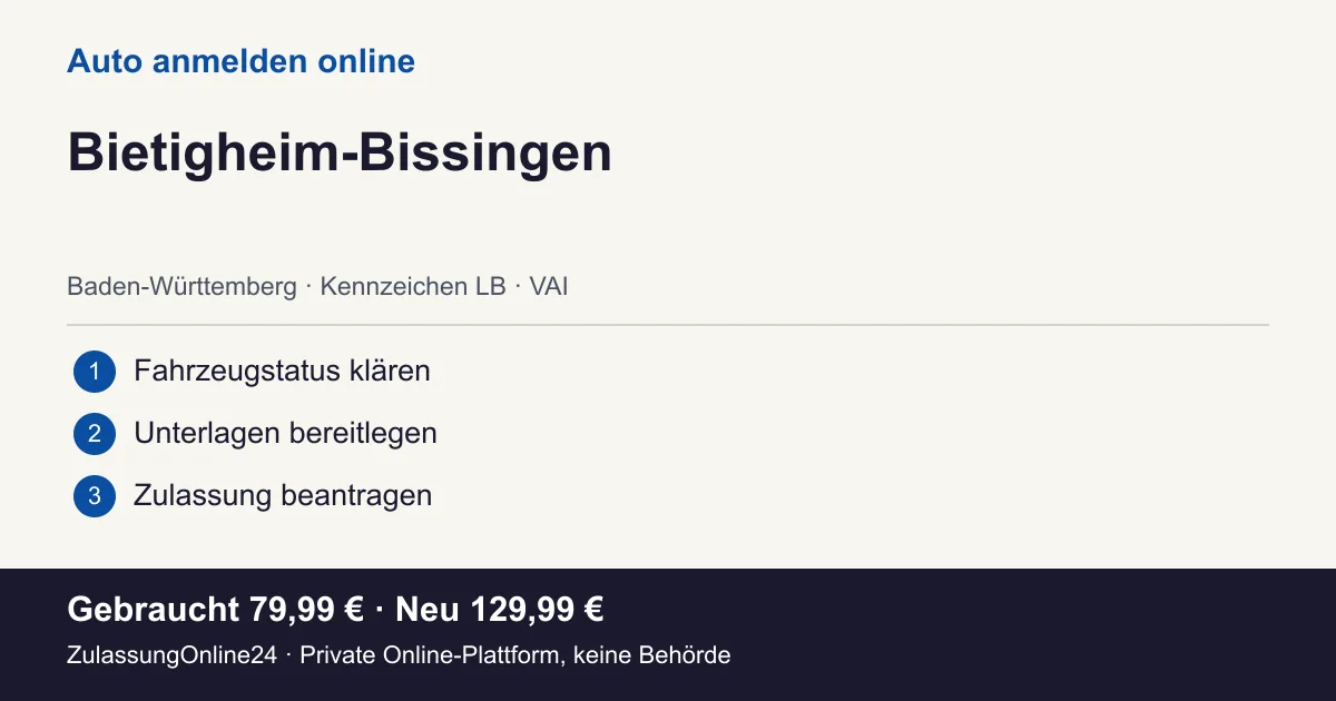 Auto anmelden: örtliche Einordnung für Bietigheim-Bissingen und die drei Vorbereitungsschritte