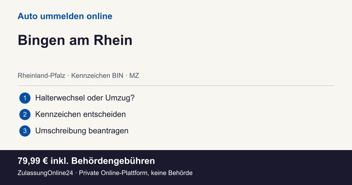 Auto ummelden: örtliche Einordnung für Bingen am Rhein und die drei Vorbereitungsschritte
