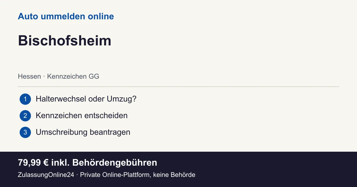 Auto ummelden: örtliche Einordnung für Bischofsheim und die drei Vorbereitungsschritte