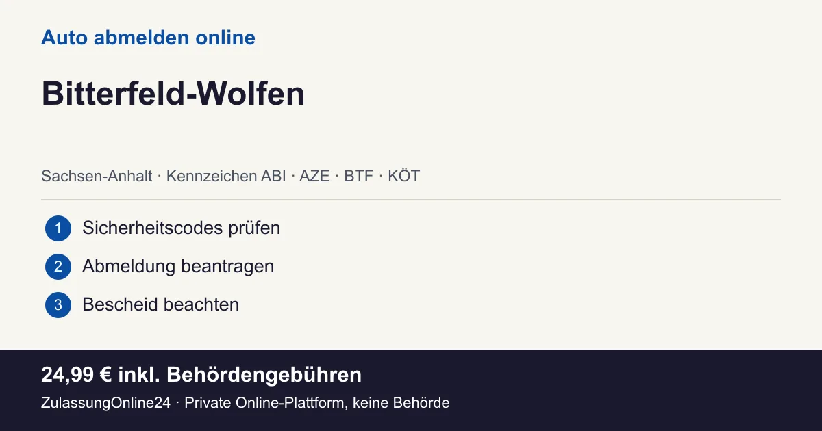 Auto abmelden: örtliche Einordnung für Bitterfeld-Wolfen und die drei Vorbereitungsschritte