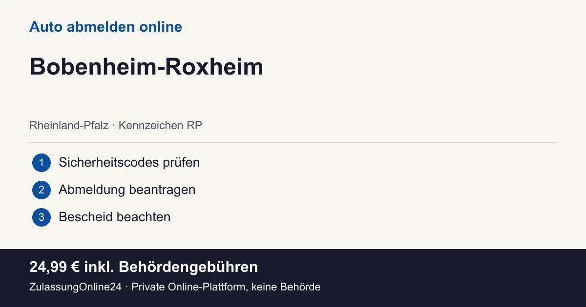 Auto abmelden: örtliche Einordnung für Bobenheim-Roxheim und die drei Vorbereitungsschritte
