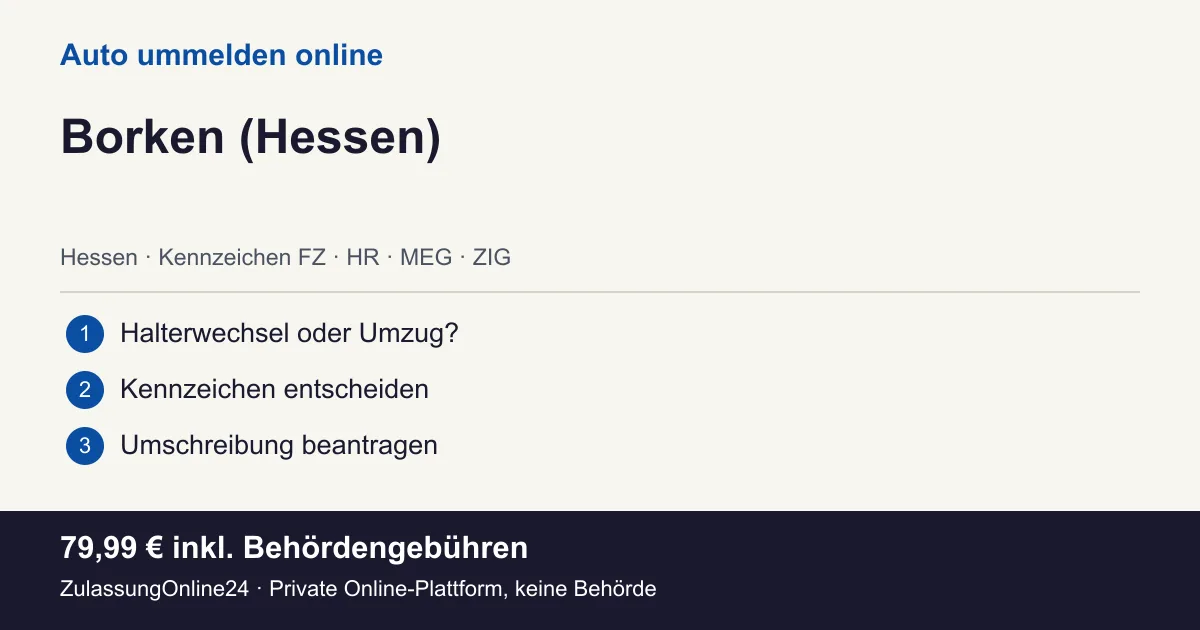 Auto ummelden: örtliche Einordnung für Borken (Hessen) und die drei Vorbereitungsschritte