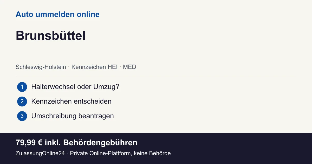 Auto ummelden: örtliche Einordnung für Brunsbüttel und die drei Vorbereitungsschritte