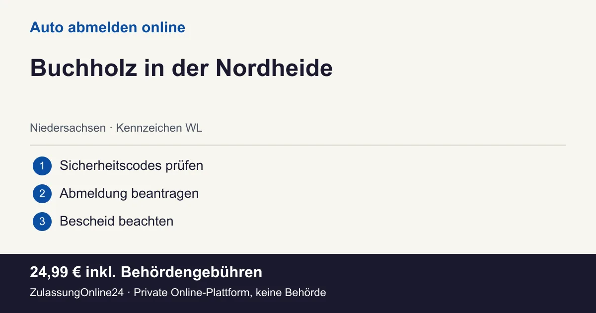 Auto abmelden: örtliche Einordnung für Buchholz in der Nordheide und die drei Vorbereitungsschritte