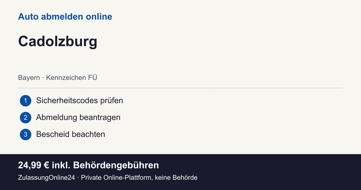 Auto abmelden: örtliche Einordnung für Cadolzburg und die drei Vorbereitungsschritte