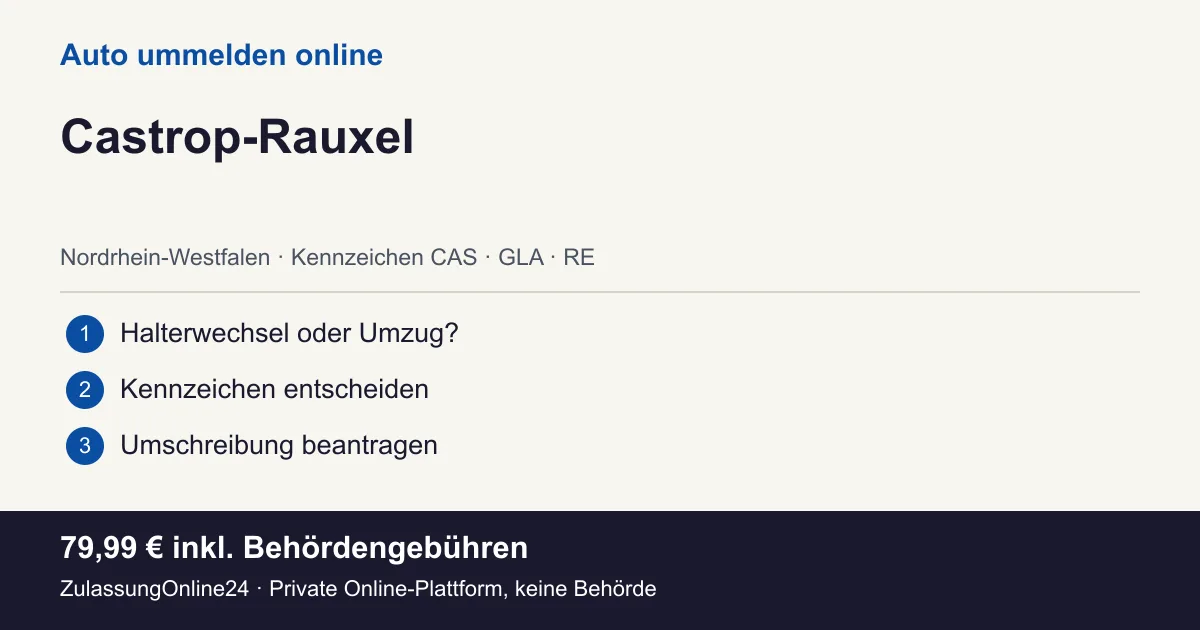 Auto ummelden: örtliche Einordnung für Castrop-Rauxel und die drei Vorbereitungsschritte