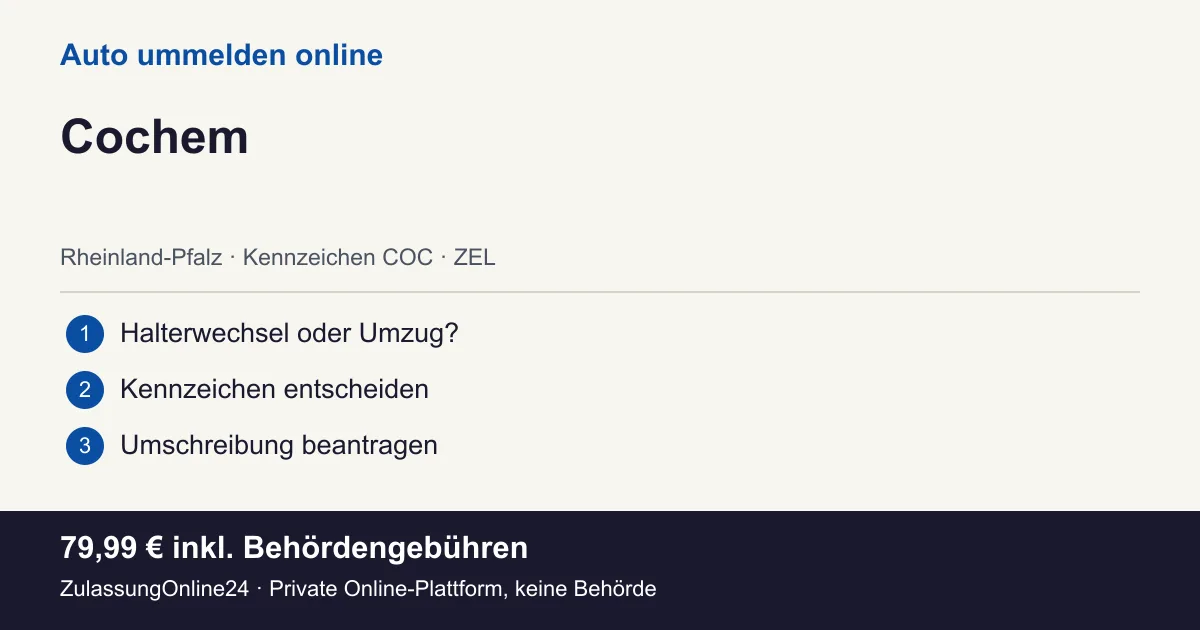 Auto ummelden: örtliche Einordnung für Cochem und die drei Vorbereitungsschritte
