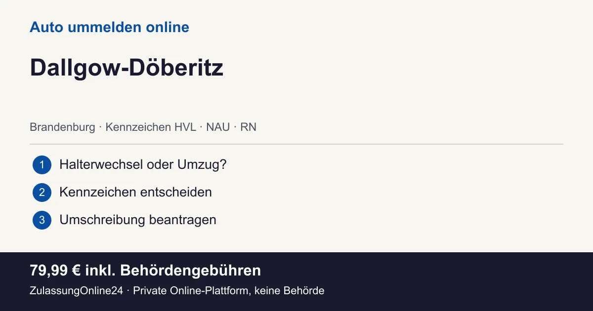 Auto ummelden: örtliche Einordnung für Dallgow-Döberitz und die drei Vorbereitungsschritte