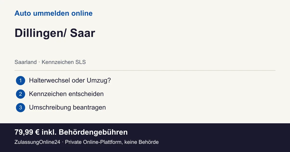 Auto ummelden: örtliche Einordnung für Dillingen/ Saar und die drei Vorbereitungsschritte