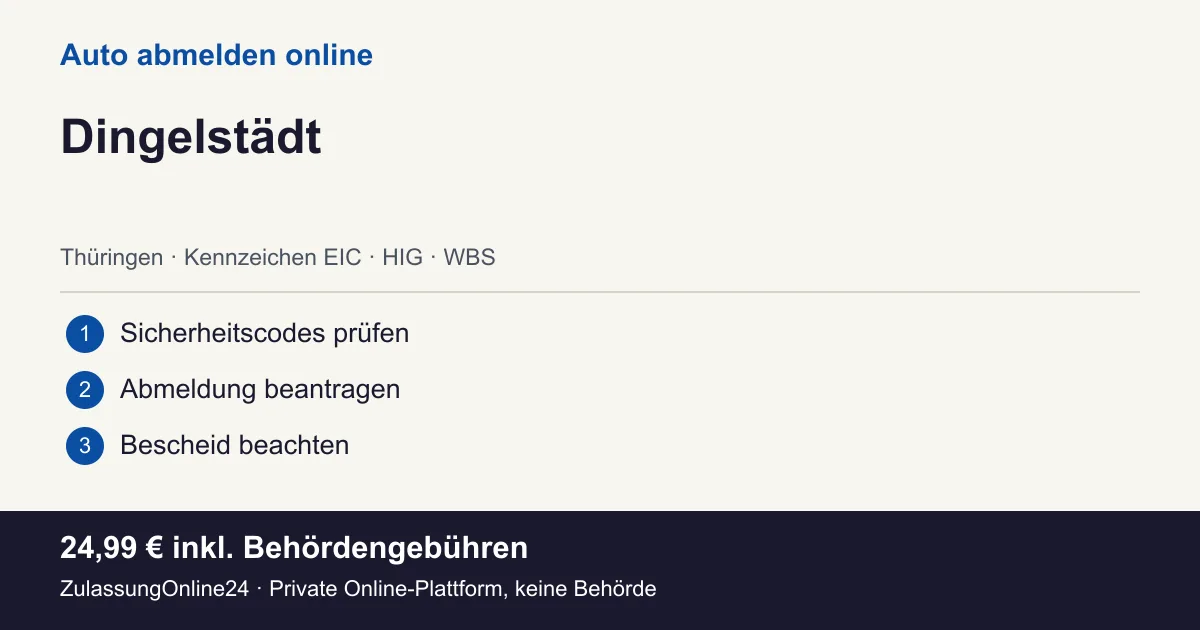 Auto abmelden: örtliche Einordnung für Dingelstädt und die drei Vorbereitungsschritte
