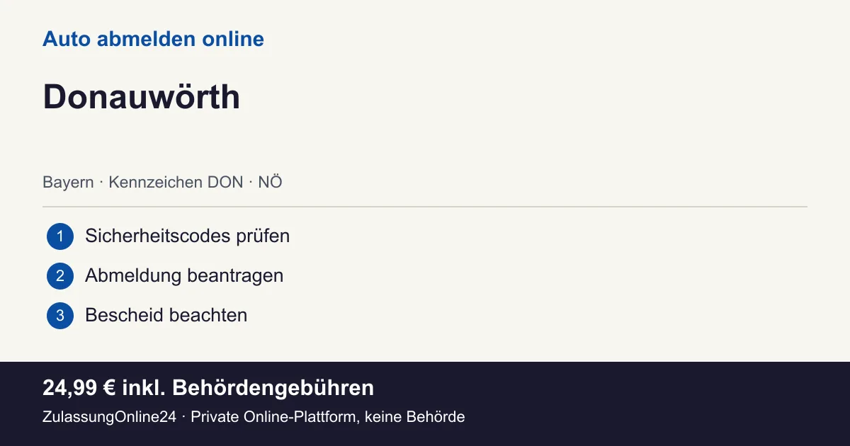 Auto abmelden: örtliche Einordnung für Donauwörth und die drei Vorbereitungsschritte