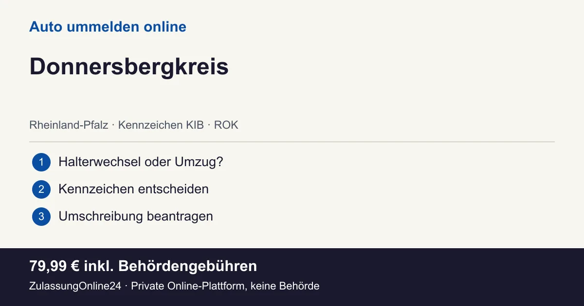 Auto ummelden: örtliche Einordnung für Donnersbergkreis und die drei Vorbereitungsschritte