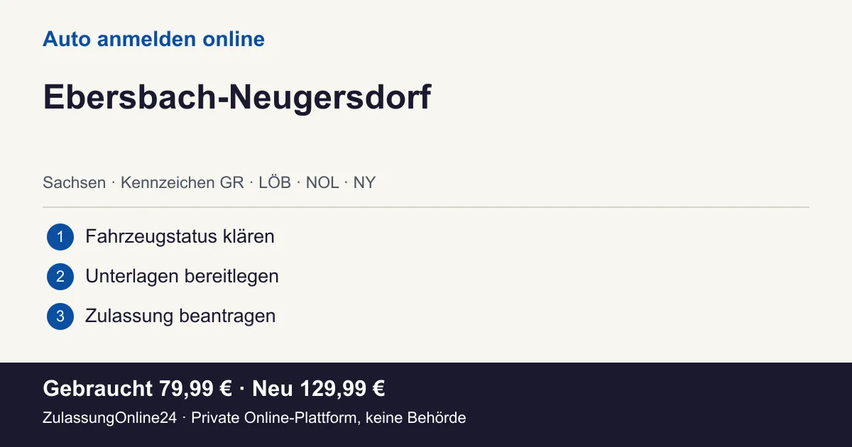 Auto anmelden: örtliche Einordnung für Ebersbach-Neugersdorf und die drei Vorbereitungsschritte