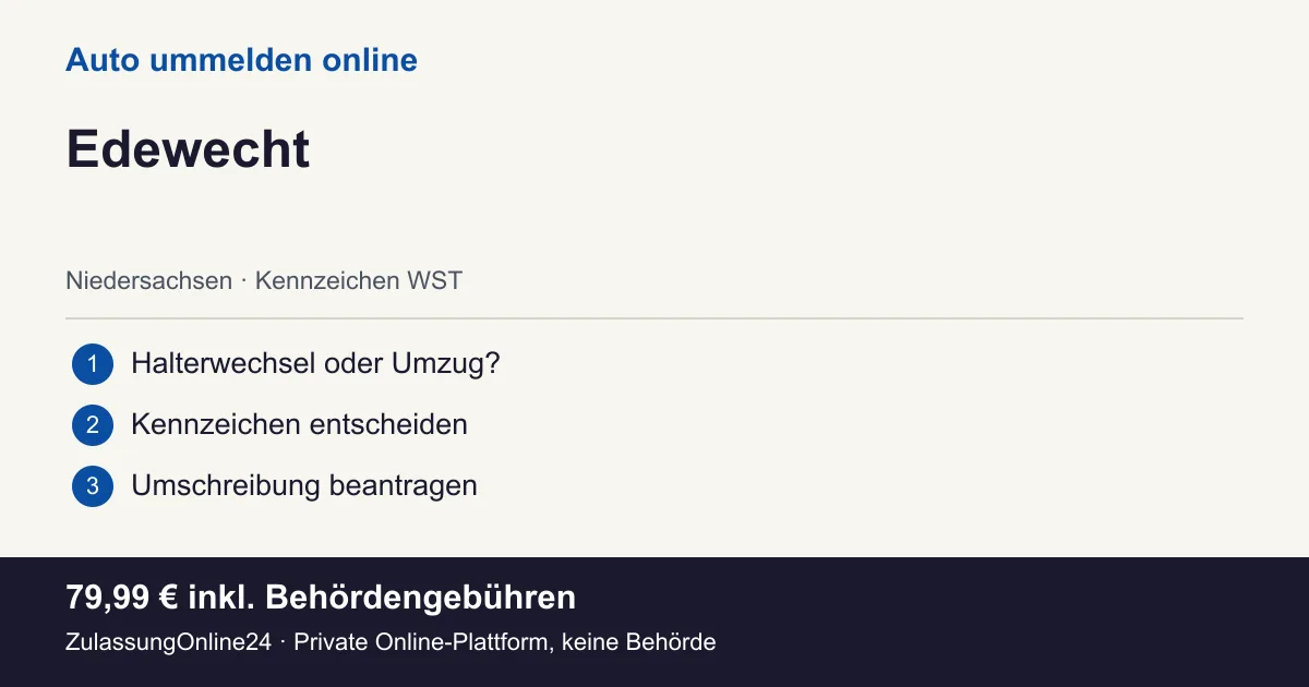 Auto ummelden: örtliche Einordnung für Edewecht und die drei Vorbereitungsschritte