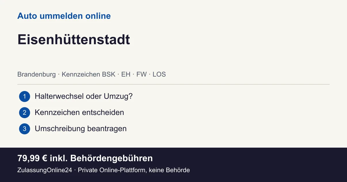 Auto ummelden: örtliche Einordnung für Eisenhüttenstadt und die drei Vorbereitungsschritte
