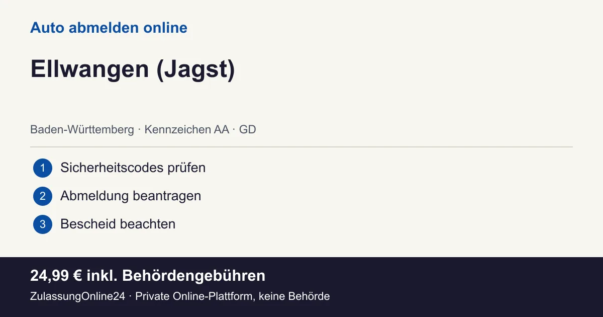 Auto abmelden: örtliche Einordnung für Ellwangen (Jagst) und die drei Vorbereitungsschritte