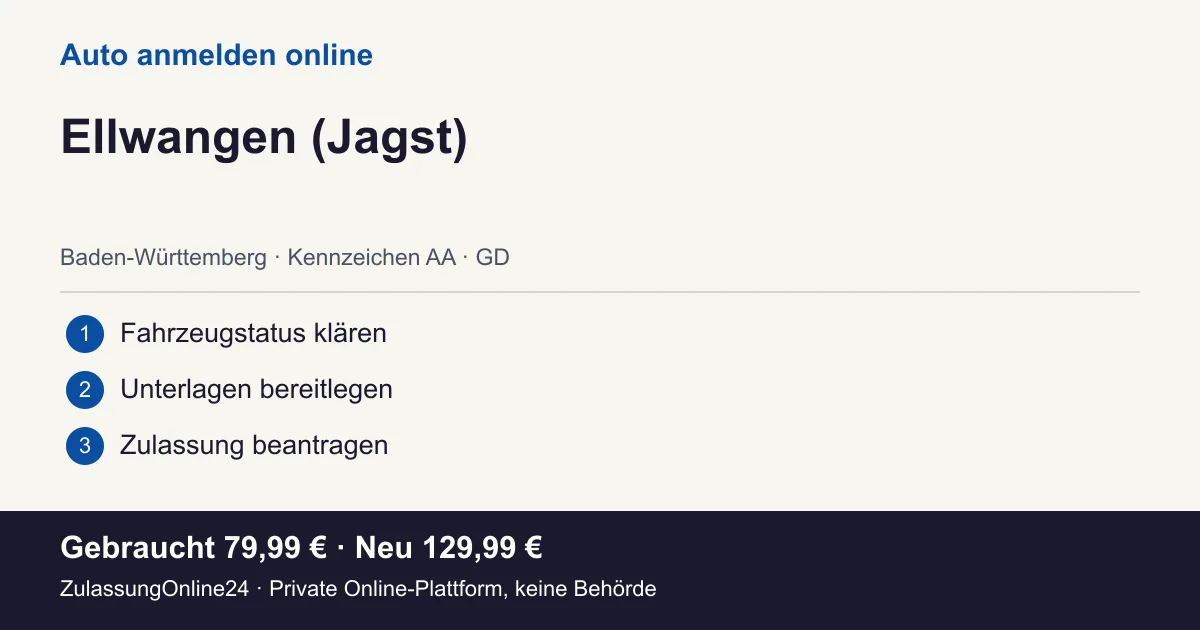 Auto anmelden: örtliche Einordnung für Ellwangen (Jagst) und die drei Vorbereitungsschritte