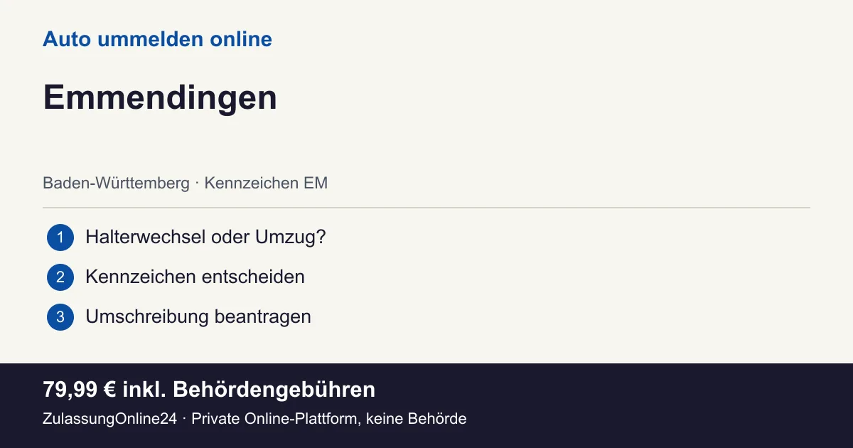 Auto ummelden: örtliche Einordnung für Emmendingen und die drei Vorbereitungsschritte