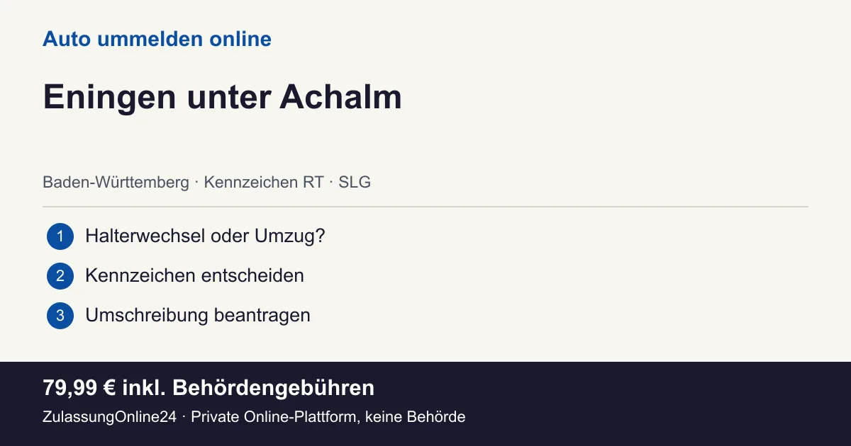 Auto ummelden: örtliche Einordnung für Eningen unter Achalm und die drei Vorbereitungsschritte