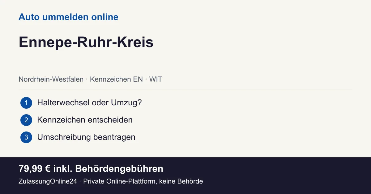 Auto ummelden: örtliche Einordnung für Ennepe-Ruhr-Kreis und die drei Vorbereitungsschritte