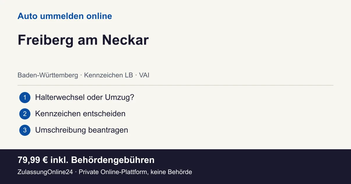 Auto ummelden: örtliche Einordnung für Freiberg am Neckar und die drei Vorbereitungsschritte