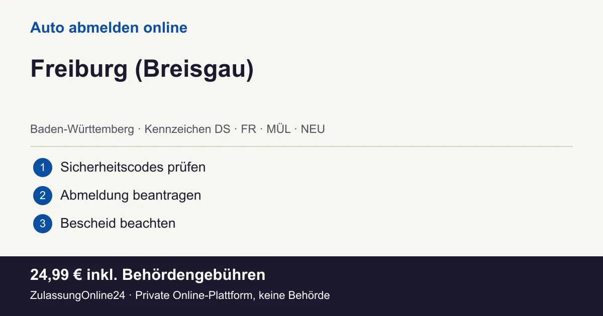 Auto abmelden: örtliche Einordnung für Freiburg (Breisgau) und die drei Vorbereitungsschritte