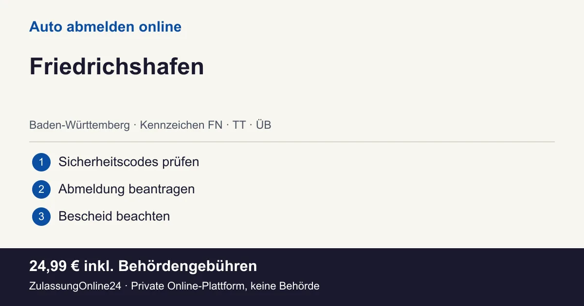 Auto abmelden: örtliche Einordnung für Friedrichshafen und die drei Vorbereitungsschritte